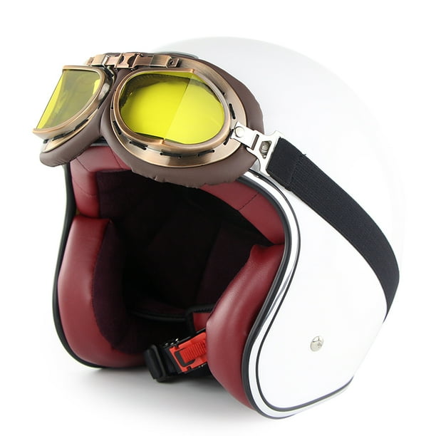 Retro leather shop motorcycle helmets