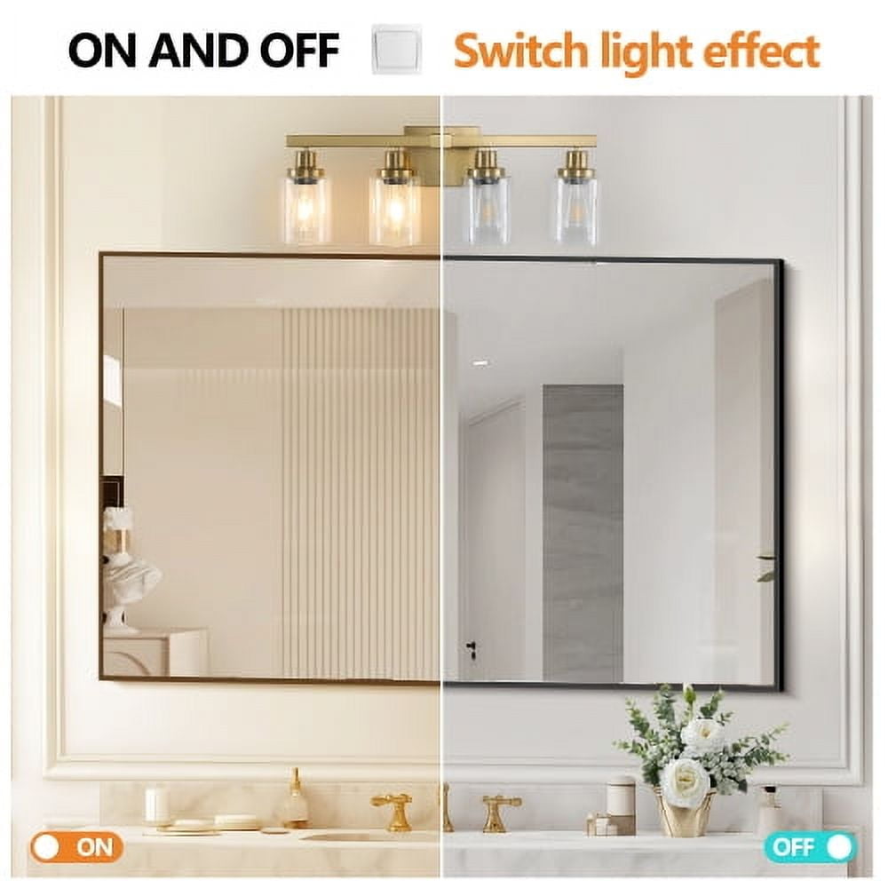 Hi-LIGHTS,Golden 4-Light Vanity Light with Clear Glass Shades(Bulbs Not Included),Bathroom Wall Fixture for Bathroom,Dressing room,Living Room,Bedroom(Golden)