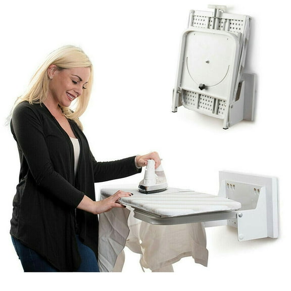 Wall Mounted Folding Ironing Board 180° Swivel Steam Iron Rest, 37.4 x 7.5in, Coated Steel, White