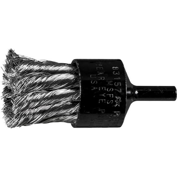 Pferd 419-83157 1 in. Stem Mounted End Brushes Knot Straight Cup - 0.010 in. Stainless Steel Wire 0.25 in. Shank, Pack of 10