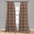 thumbnail image 5 of Ambesonne Retro Curtains, Vintage Striped Grid Art, Pair of 28"x95", Black Orange White, 5 of 5