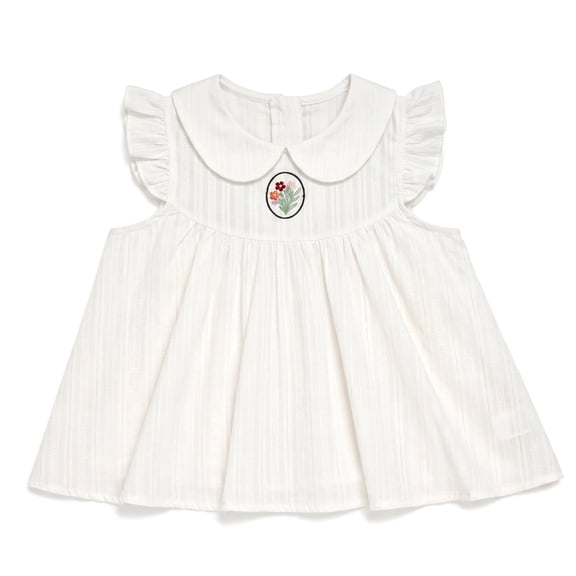 NIPAXO Girls Ruffle Trend Top with Doll Collar, White, 4-5Y