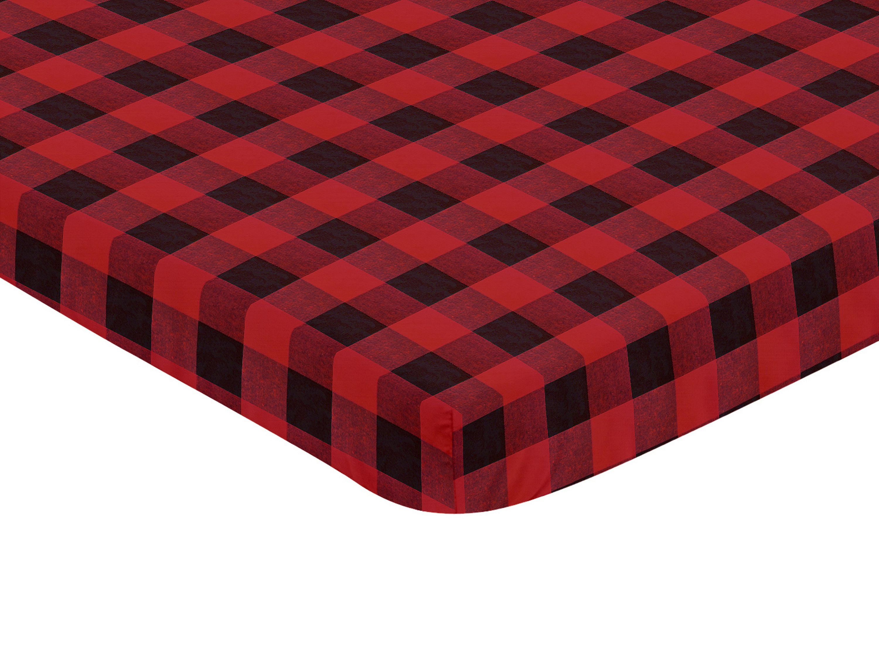 red and black buffalo plaid crib sheet