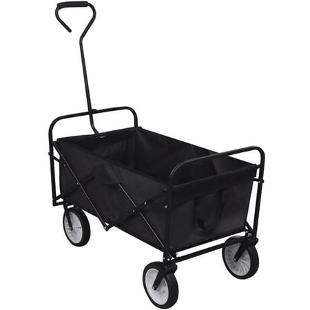 Wheelbarrow Tool K Top Deal Foldable Garden Wheelbarrow Utility Cart, Trolley Trailer Steel Carrier, Black ()