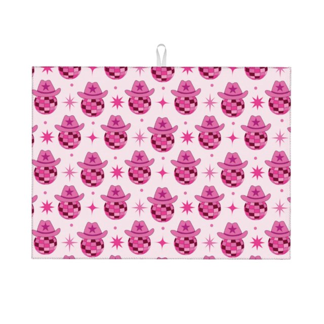 Balery Groovy Pink Disco Balls Alfombrilla de Secado para Cocina, 18x24 Pulgadas, Súper Absorbente para Platos y Encimeras