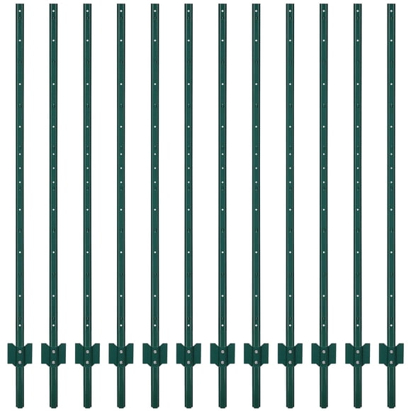 Heavy Duty U-Channel Metal Fence Posts for Garden & Yard – Rust-Resistant Green Steel Stakes with No-Dig Ground Spikes, Durable & Easy Install – Available in Multi-Sizes & Multi-Pack Options