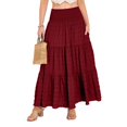 thumbnail image 6 of Women's Tiered Layered Smock High Stretch A-Line Flowy Long Maxi Skirt with Pockets, 6 of 7