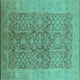 thumbnail image 1 of Ahgly Company Machine Washable Indoor Square Oriental Turquoise Blue Traditional Area Rugs, 6' Square, 1 of 4