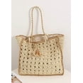 thumbnail image 4 of CoCopeaunts Straw Tote Bag Women Summer Large Beach Bag Handmade Woven Hollow Out Shoulder Bag Handbag for Daily Travel Vacation, 4 of 6