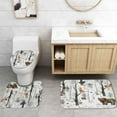 thumbnail image 5 of 4PCS Cabin Shower Curtain Set, Bear Deer Elk Moose Woodland Animal Hunting Lodge Patchwork Red Black Buffalo Plaid Christmas Country Rustic Farmhouse Bathroom Decor, Non-Slip Bath Mat, 5 of 7