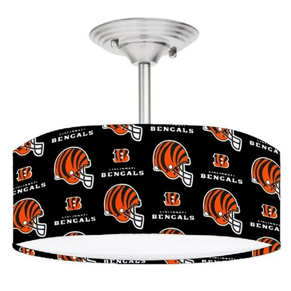 888 Cool Fans DR-0001353 Bengals NFL Football 2 Light Brushed Nickel Drum LED Lamp Fixture