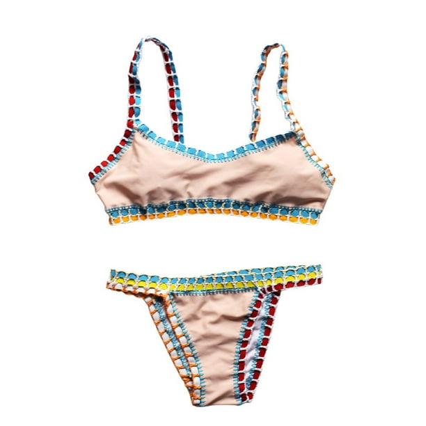 WILLBEST Traje de Baño de Manga Larga Para Mujer, Conjunto de Tankini Para Playa, Traje de Baño de Punto, Traje de Baño Separado de Verano Con Sombrero A Juego, Traje de Baño Informal