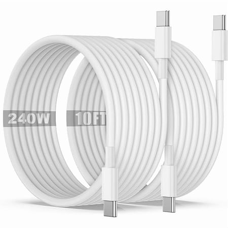 Quyaojz 240W USB C to C Charging Cable 10ft,Type C to C Fast Charger Cord Long for iPhone 17 /17 Pro/16 Pro/16/15/Macbook Pro/Macbook Air/iPad Pro/Air/Laptop/Samsung Galaxy S25 S24 S23 Ultra/Plus