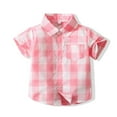 thumbnail image 2 of Xudanell Boys Plaid Shirt Kids Short Sleeve Button Down Shirts Summer Boys Shirt Easy Matching, 2 of 6