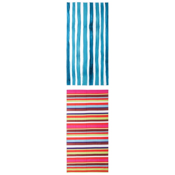 Unique Bargains 2 Pack Super Absorbent Beach Towel MultiColor/Blue 71" x 35"/63" x 31"