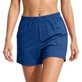 thumbnail image 5 of Gamivast Shorts for Women Elastic Waist Soft Stretch Lightweight Shorts with Patch Pockets Relaxed Fit Gym Workout Lounge Travel Summer Bottoms Navy L, 5 of 8
