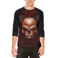 thumbnail image 1 of Halloween Horned Demon Skull From Hell Mens Raglan T Shirt, 1 of 2