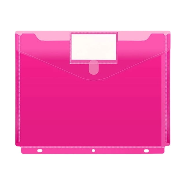 A4 3-Hole Document Pouch | Label Window | Snap Button Closure | Durable Water-Resistant Plastic | Fits Standard Sheets | Easy Organization | Binding Compatible | 1 Pack