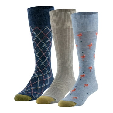GoldToe Edition Mens Flamingos Crew Socks Assorted, 3 Pack