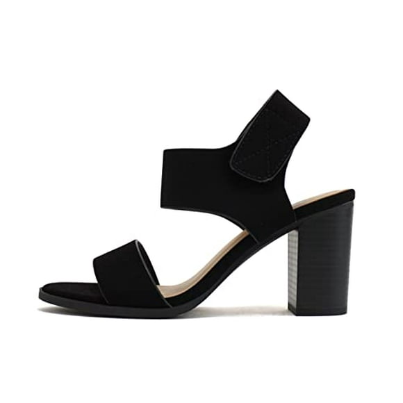 Soda Topshoeave Wait Sandales Habillées à Talon Épais à Bout Ouvert avec Bride à la Cheville pour Femmes (7.5, Noir, numeric_7_point_5)