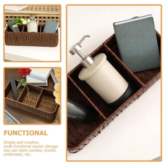 Homoyoyo Iron Woven Basket Coffee Table Organizer, Multi-Functional PP Storage Container for Home, Office, and Living Room