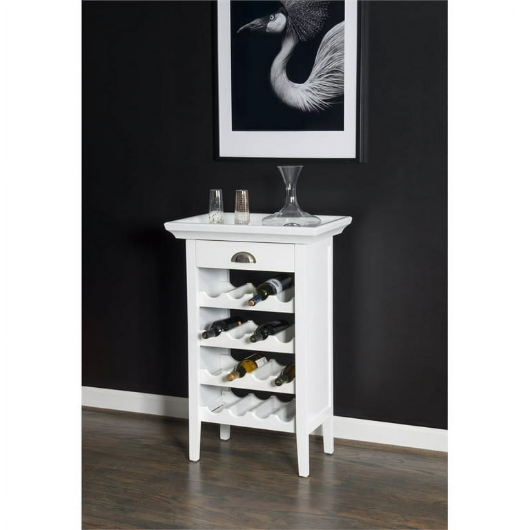 Pemberly Row Coastal Wood Wine Cabinet in White
