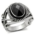 thumbnail image 1 of Bague en Acier Inoxydable Poli pour Hommes avec Grade AAA CZ en Diamant Noir - Taille 12, 1 of 1