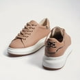 thumbnail image 4 of Sam Edelman Moxie Fashion Leather Lace-Up Platform Wedge Sneakers Almond Nude (6, ALMOND), 4 of 5