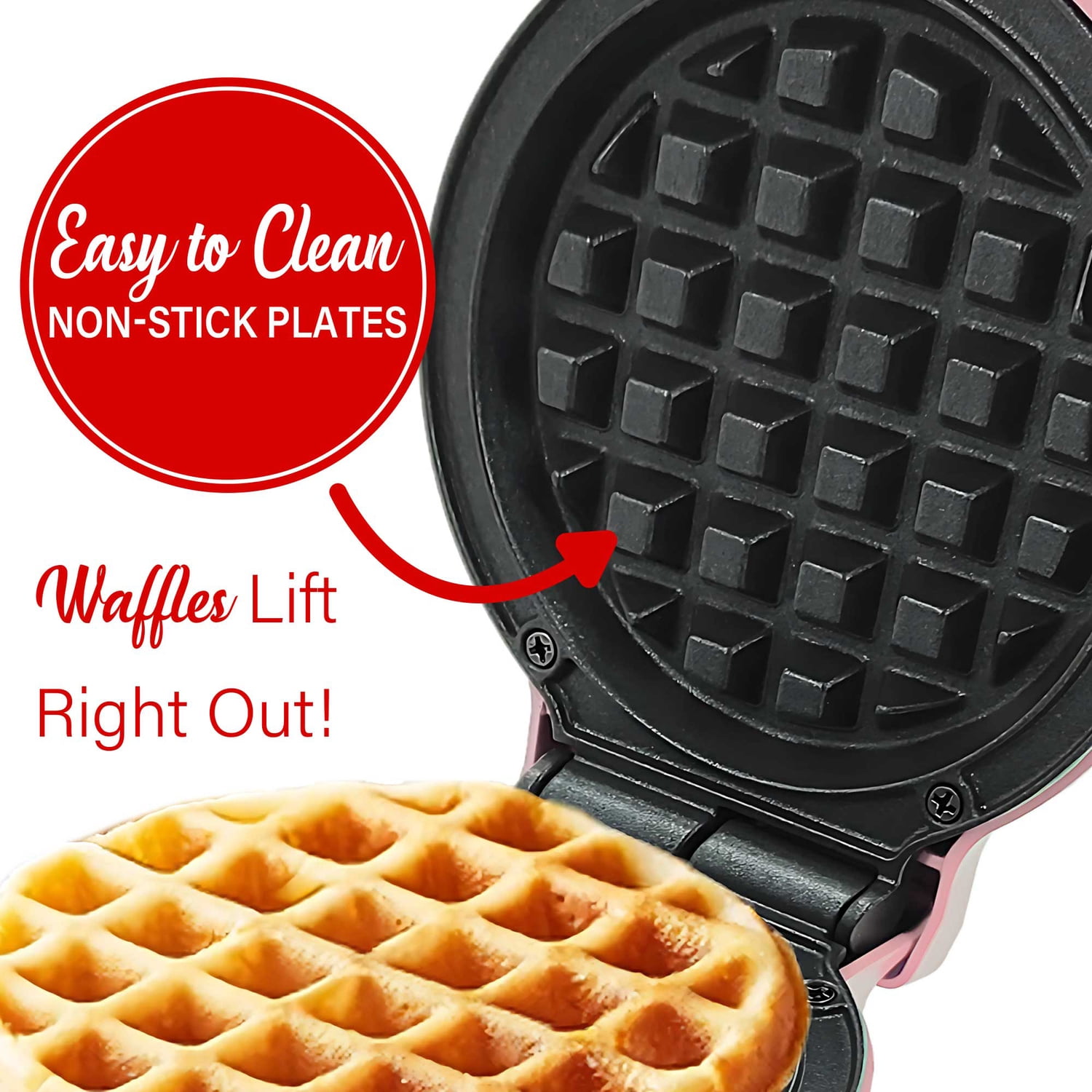 Brentwood 400-Watt 5-In. Non-Stick Mini Waffle Maker (Pink), TS-2141PK