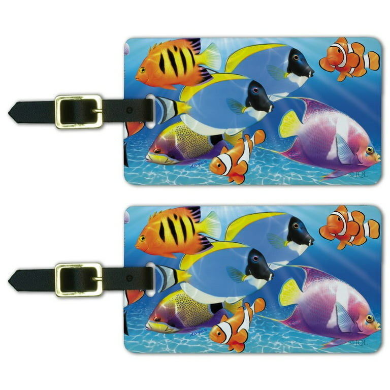 Tropical Coral Reef Fish Clown Luggage ID Tags Suitcase Carry-On Cards -  Set of 2 