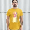 thumbnail image 3 of Tee Hunt Pink Ribbon Distressed Flag T-Shirt Breast Cancer Awareness Men's Novelty Shirt, Yellow, 5X-Large, 3 of 5