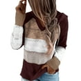 thumbnail image 3 of FASHIONWT Women Fall V-Neck Long Sleeve Pullover Matching Color Hooded Jumper Sweater, 3 of 4