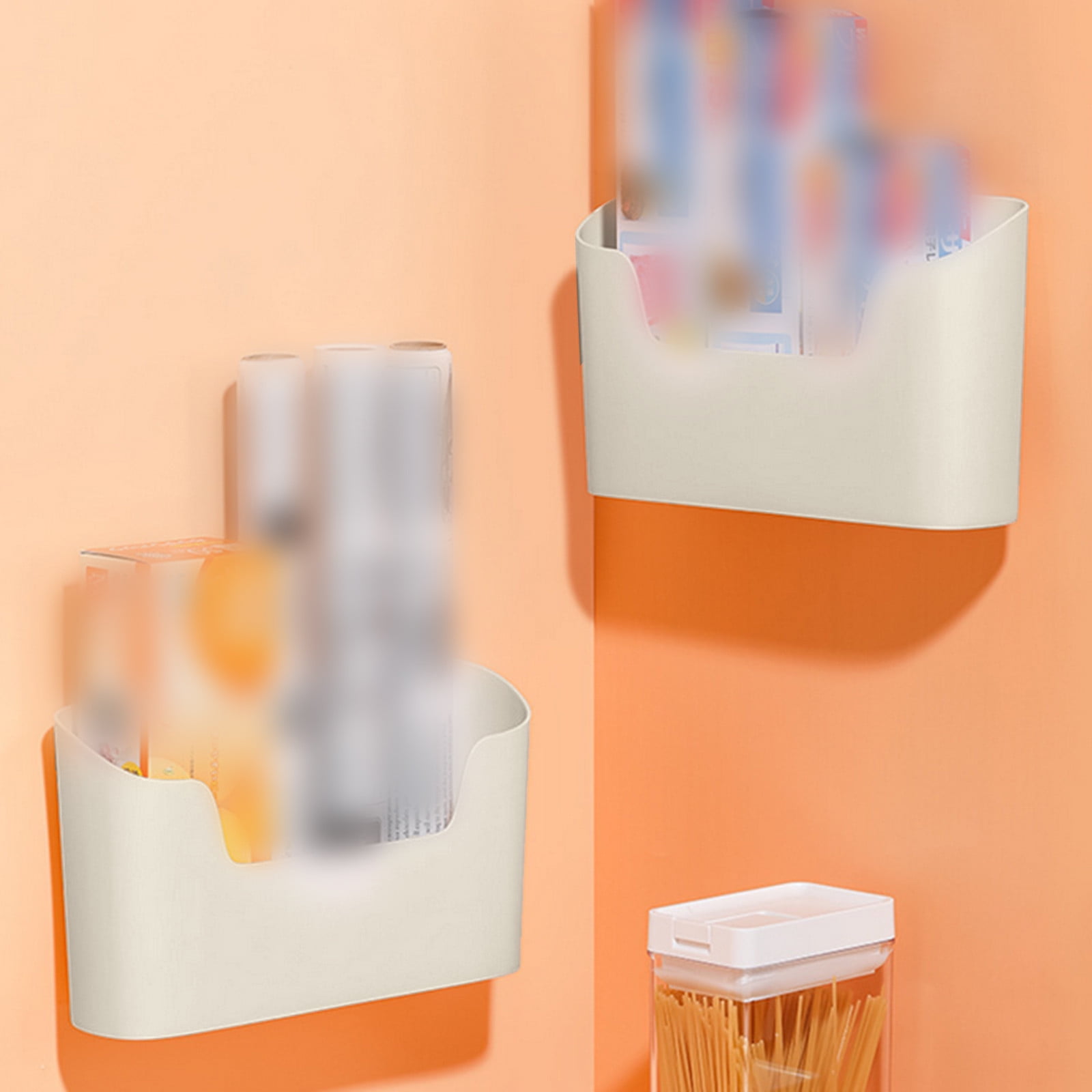 No Drill Wall Mount File Organizer - Adhesive Hanging Folder Holder for Cabinet Doors, Mail & Magazine Storage in Office, Kitchen, Bathroom - Space Saving White Organizer