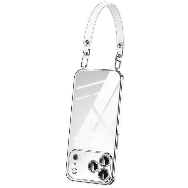 SULADA For iPhone 17 Pro Case Electroplating Ultra Clear Soft TPU Phone Cover with PU Wrist Strap -