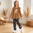 thumbnail image 2 of OJSFQUFP Girls Flutter Long Sleeved Top Slim Fit Trousers for Home Outdoor Wear Casual and Stylish Bow Print Girls 2Piece Set, 2 of 5