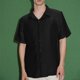 thumbnail image 1 of Blusa y camisa de manga corta con cuello vuelto para hombre, de color liso, holgada, informal, a la moda, con botones, de manga corta y cuello vuelto, blusa de poliéster para hombre, 1 of 6