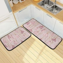 Kitchen Rug Set 2 Pieces Non Slip Kitchen Mat for Kitchen Home Floor Sink 47"x19" 27"x19" Light Pink Tassels