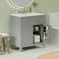thumbnail image 2 of viswild 30" Bathroom Vanity with Ceramic Sink, Soft Close Doors, Adjustable U-Shelf & Flip Drawer for Small Space, Gray, 2 of 12