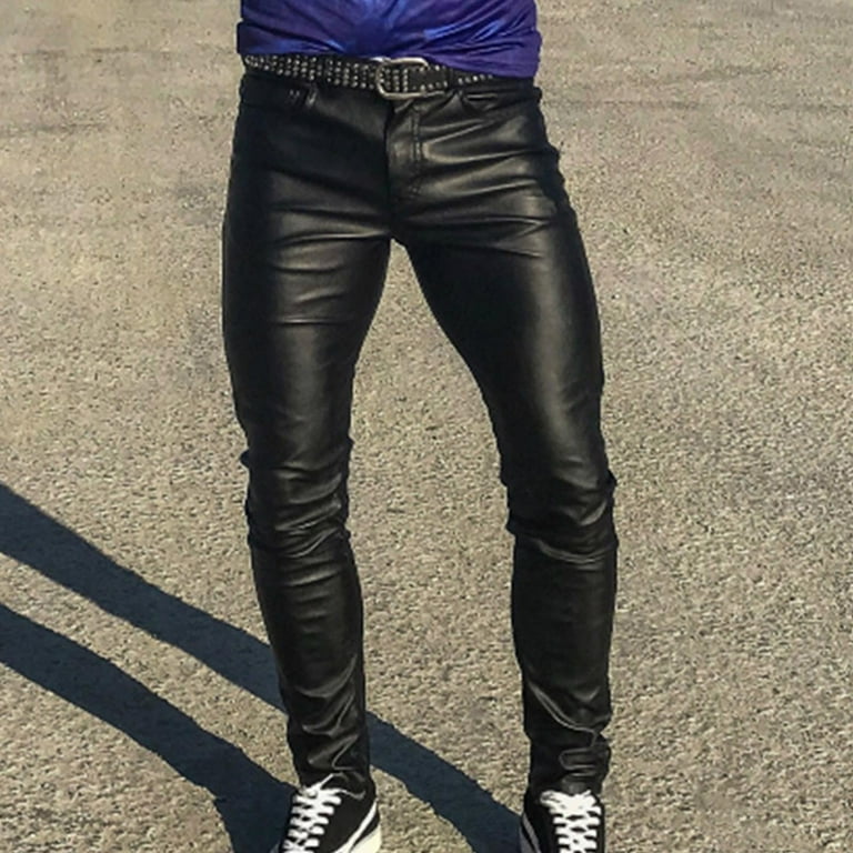 Ecqkame Mens Leather Pants Punk Retro Gothic Slim Fit Casual Ecqkame Mens Leather Pants Punk Retro Gothic Slim Fit Casual