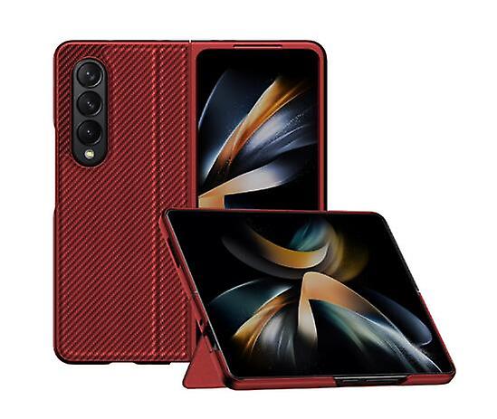 Carbon Fiber Full Body Phone Case Compatible With Samsung Galaxy Z Fold 4 With Kickstand