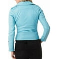 thumbnail image 3 of New HOT Women Lambskin Real Leather turquoise Blue Jacket Motorcycle Quilted Slim Fit Coat W148, 3 of 4