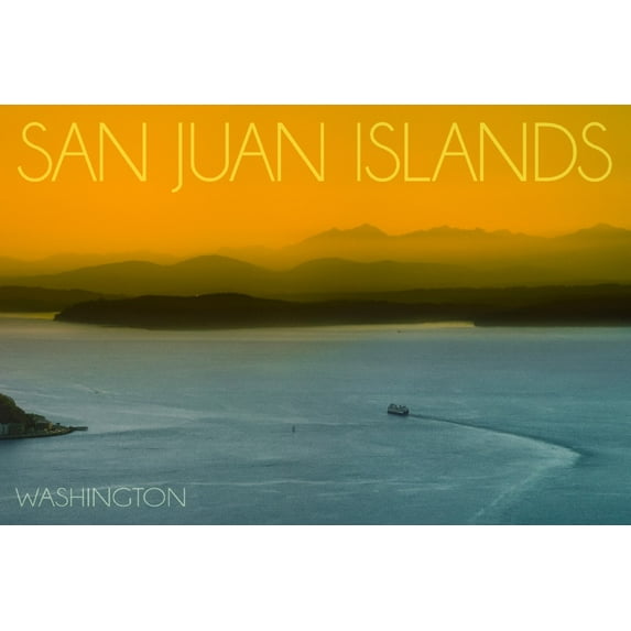 San Juan Islands, Washington, Sunset (36x54 Giclee Gallery Art Print, Vivid Textured Wall Decor)