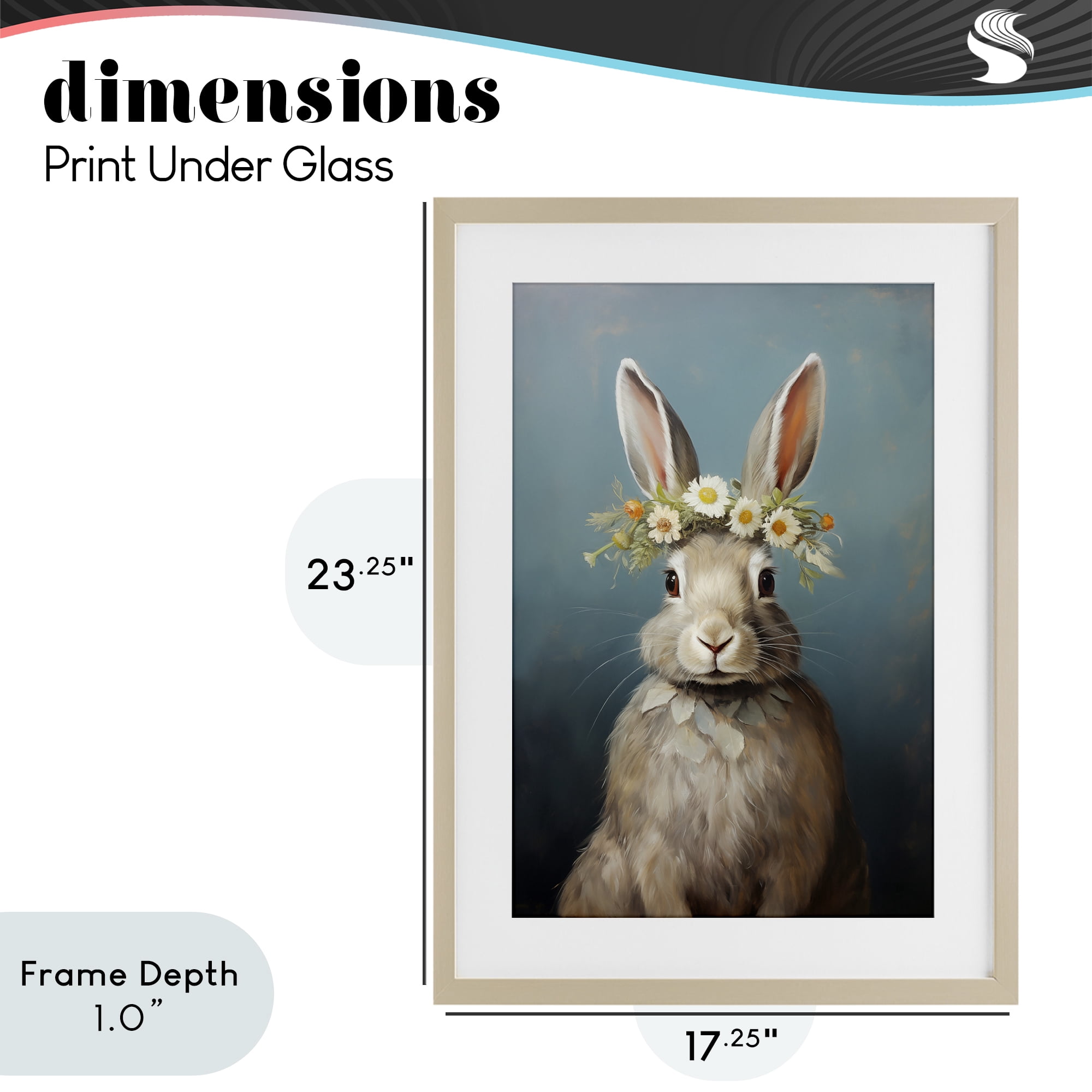 Stupell Industries Daisy Crowned Bunny Portrait Birch Framed Print Under Glass, design by Heidi Kuntz