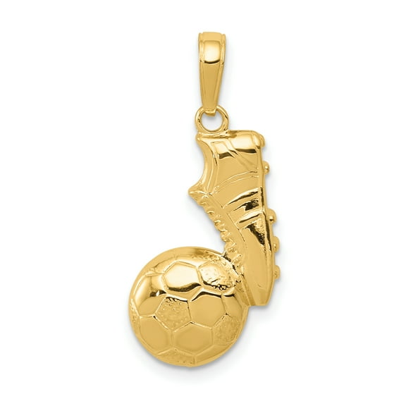 Designer 14K Yellow Gold Soccer Ball And Shoe Pendant (Length=25) (Width=13) Made In Peru -Jewelry By Sweet Pea Creations