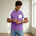 thumbnail image 2 of GrmtClth Men's Waffle Knit Henley Shirt Casual Short Sleeve Raglan T-Shirt with Chest Pocket Lightweight Button Placket Tops Summer Everyday Wear Baseball Style Tees Purple 3XL, 2 of 4