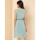 thumbnail image 5 of Vestido A Media Pierna Sin Mangas Con Cuello Dividido Y Cintura Con Cordón Estampado Para Mujer Azul claro XS, 5 of 6