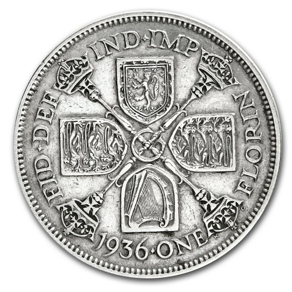 1920-1927 Great Britain Silver Florin George V Avg Circ