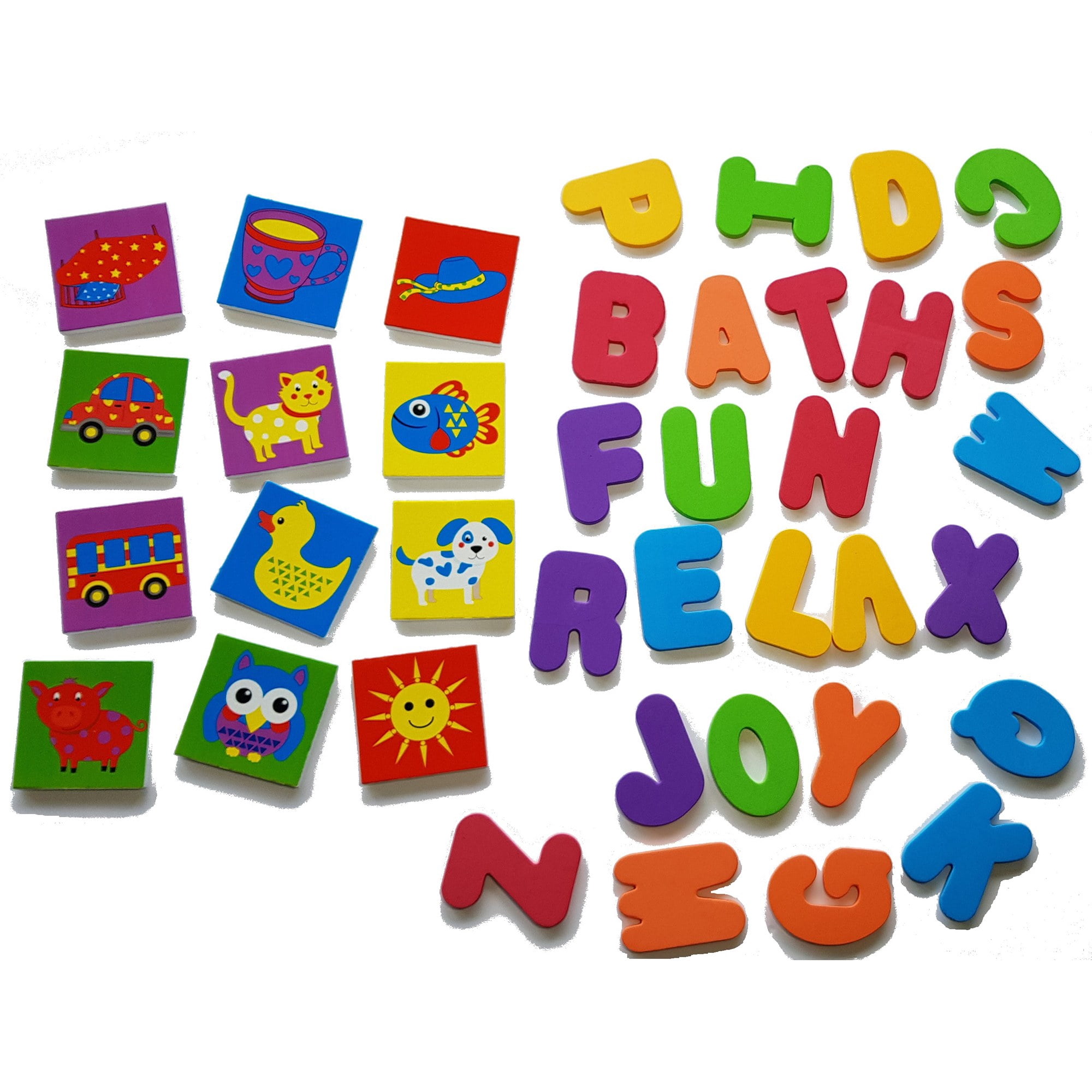 Buddy & Barney: Alphabet Bath Time Stickers - 38 Reusable Foam Stickers, Mesh Storage Bag, ABC & Animal, Fun Tub & Water Toy, Toddlers & Kids Age 3+