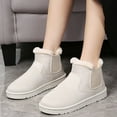 thumbnail image 2 of Gyexs Furry Boots for Women Ankle Snow Boots Fashion Comfortable Thickened Flat Western Booties Women's Winter Shoes, White, Size 8, 2 of 8