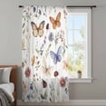thumbnail image 4 of Spring Pastoral Botanical Sheer Curtains 72 Inches Long, Farmhouse Butterfly Floral Light Filering Curtains, Breathable Simi Curtain Privacy Drapes for Living Room Bedroom Window Treatment, 4 of 9